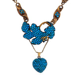 SOLD Antique 14K & Turquoise Heart Locket Necklace