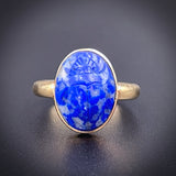 SOLD Antique Victorian Egyptian Revival 14K & Lapis Conversion Scarab Ring