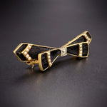 Antique Victorian 14K, Diamond, Seed Pearl & Woven Hair Mourning Bow Brooch