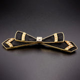 Antique Victorian 14K, Diamond, Seed Pearl & Woven Hair Mourning Bow Brooch