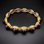 Victorian Etruscan Revival 9K & Purple Ombre Art Glass Bracelet