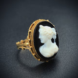 Antique 14K & Carved Hardstone Cameo Conversion Ring
