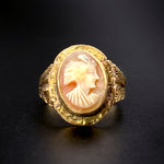 Victorian 10K, 14K & Carved Shell Cameo Conversion Ring