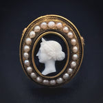 Antique 14K, Pearl & Carved Cameo Conversion Ring