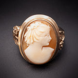Antique 10K & Carved Shell Cameo Ring