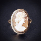 Antique 14K & Carved Shell Cameo Ring