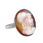 Antique Silver & Carved Centurian Cameo Ring