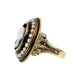 Antique 14K, Pearl & Carved Cameo Conversion Ring