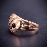 Antique 9K Rose Gold & Garnet  Double Snake Ring