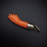 Antique Silver & Carved Coral Figa Charm