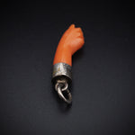Antique Silver & Carved Coral Figa Charm