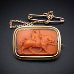 Antique 15K & Carved Coral Cameo Brooch