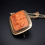 Antique 15K & Carved Coral Cameo Brooch