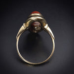 Vintage 8K & Red Coral Navette Ring