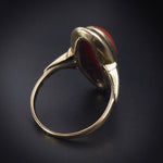 Vintage 8K & Red Coral Navette Ring
