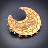 Antique English 9K Gold Crescent Moon Brooch