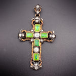 Antique Georgian 18K Emerald & Diamond Cross Pendant