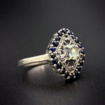 SOLD Vintage Sterling, Aquamarine & Blue Topaz Ring