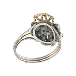 Antique 18th Century 18K, Silver, Diamond & Emerald Giardinetti Crown Ring