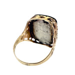 Antique 14K, Silver, Onyx & Seed Pearl Fleur de Lis Conversion Ring