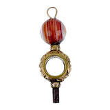 Antique Gold Filled & Carved Agate Watch Key