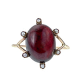 SOLD Antique 18K, Garnet & Seed Pearl Conversion Ring