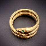 Koven-Created Victorian Inspired 14K Gold Ring With Gemstone Eyes