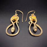 Koven Kreation 14K Gold & Custom Foiled Garnet Or Citrine Snake Earrings