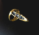 Antique Pearl, Onyx & Gold Navette Conversion Ring