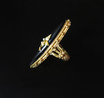 Antique Pearl, Onyx & Gold Navette Conversion Ring