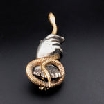 Koven Kreation 14K & Sterling Silver Replica Hand & Serpent With Gemstone Eyes Pendant