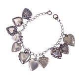 Estate Sterling Silver Heart Charm Bracelet TLJ