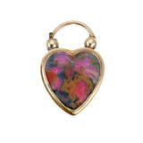 SOLD Antique 15K  & Foiled Moss Agate Heart Padlock Charm