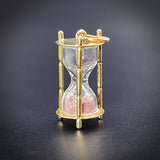 Adorable Vintage 15K & Pink Sand Hourglass Charm