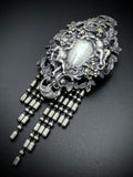 Antique Sterling Silver Brooch With Angels & Tassels