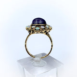 Sold - 14 Karat Gold, Amethyst & Opal Navette Ring