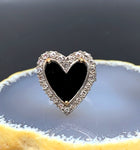SOLD    14K, Onyx & Diamond Heart Conversion Ring