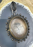 Antique 18K Gold, Silver, Seed Pearl, Foiled Paste, Enamel & Hand Painted Portrait Locket Pendant TLJ