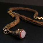 Woven Hair Watch Strap with Gold-Filled Parts and Sardonyx Fob