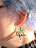 SOLD Vintage Silver & Turquoise Chinese Horse Earrings