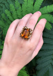 Striking 14k Gold Whiskey Citrine Large Ring