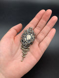 Antique Sterling Silver Brooch With Angels & Tassels
