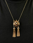 SOLD Antique 15K, Amethyst Seed Pearl & Black Enamel Tassel Pendant/Brooch