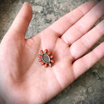 Antique Georgian 10K, Coral, Woven Hair & Glass Mourning Brooch