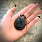 Antique Whitby Jet Carved Cameo Hair Locket Pendant