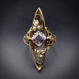 Antique 14K, 9K, Amethyst & Seed Pearl Conversion Ring