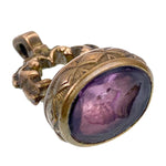 SOLD Antique Gold Filled & Carved Paste Amethyst Watch Fob