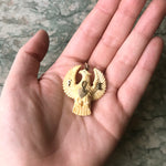 Antique 14K & Carved Bone Eagle Pendant