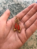 SOLD Antique Victorian 18K & Coral Drop Earrings