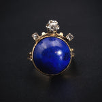 Sold-Antique 14K, Diamond & Lapis Ring